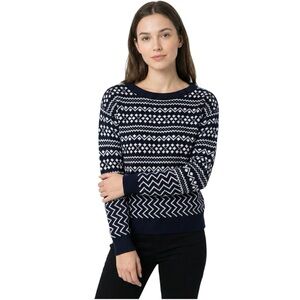 American Apparel Fair Isle Nordic Sweater Black White Cotton XS